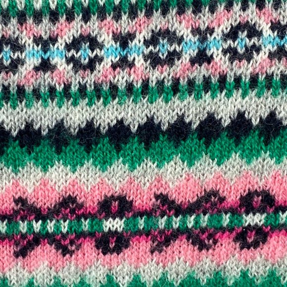 Talbots Wool Blend Fair Isle Sweater Stripe Bold Ski-Après Nordic Cabincore-MP - Picture 2 of 11